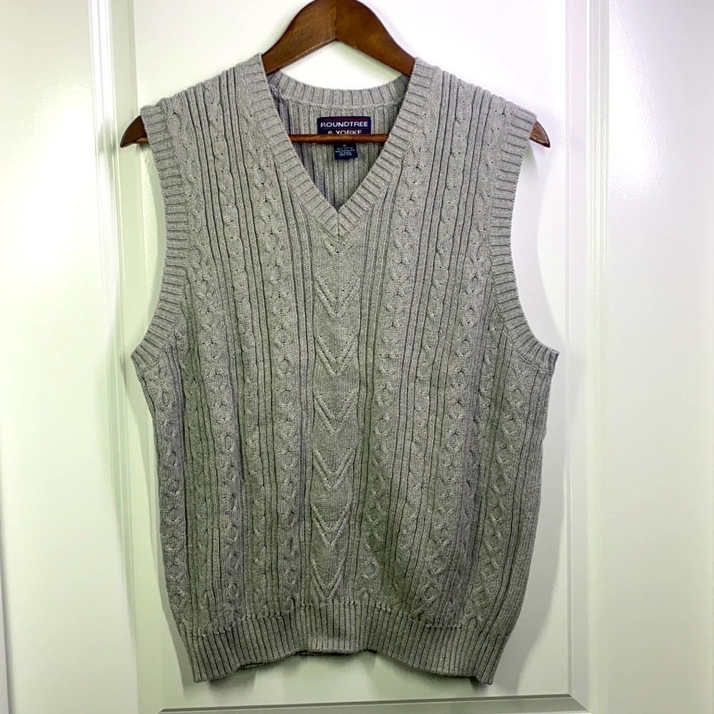 RoundTree & Yorke - Vintage 90 s Gray Cotton Sweater Vest Size Medium Unisex